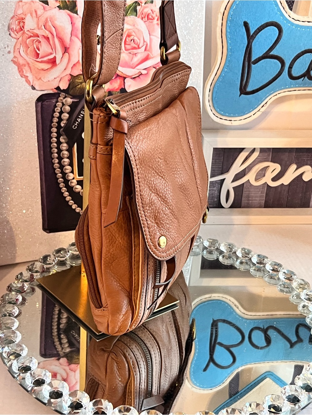 Fossil vintage Brown pebble Leather multiple components Crossbody Bag - Picture 7 of 14